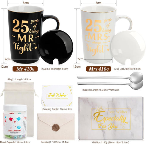 Mr and Mrs Mug Gift for 25 Year  Wedding Anniversary